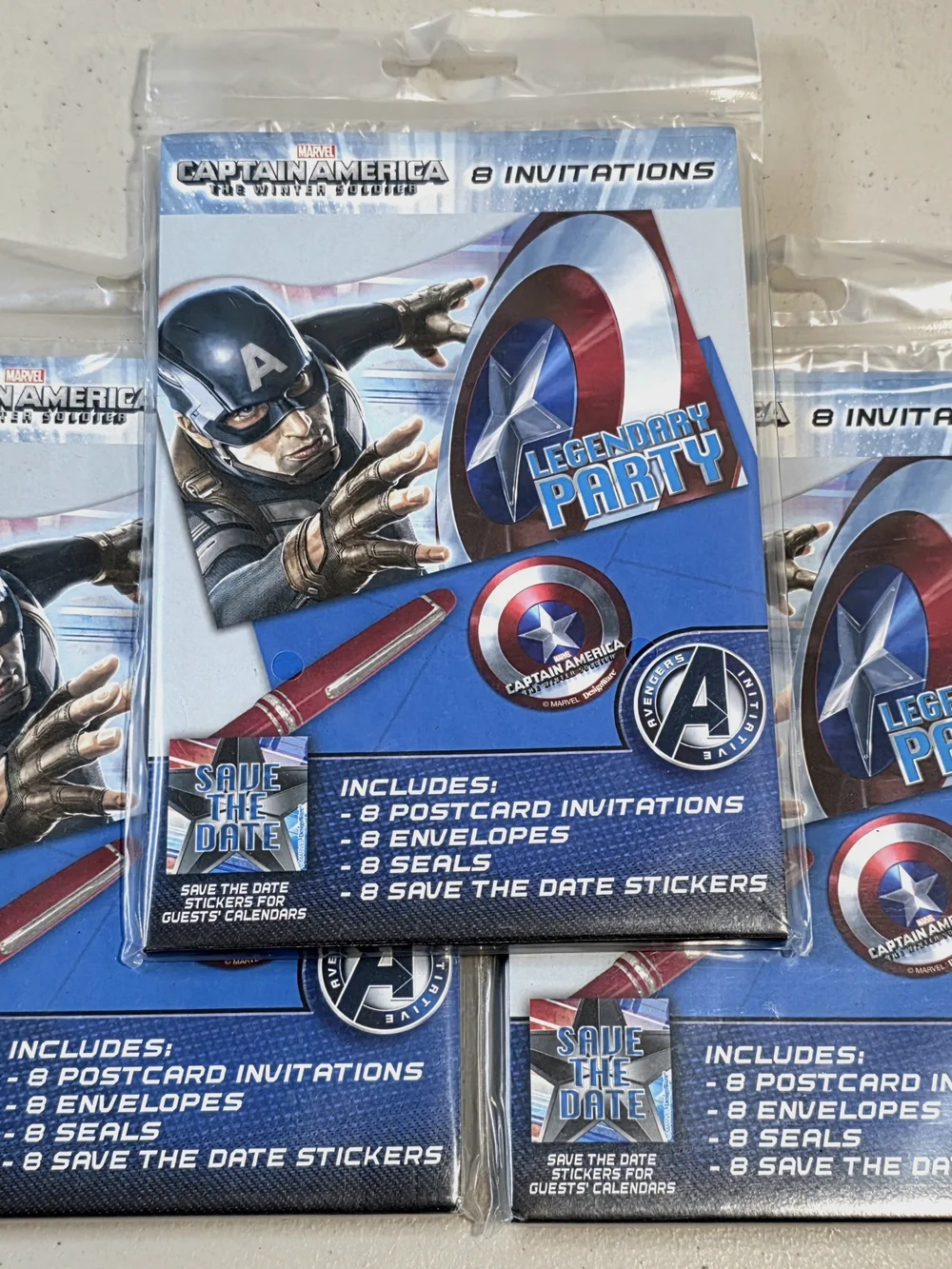 24 lot Marvel Captain America Party or Birthday Invitations Save the Date NEW